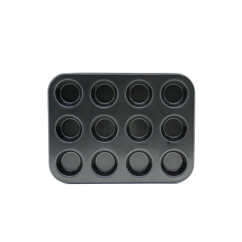 12'li Muffin Kek Kalıbı - Metal - Siyah 12'li Muffin Kek Kalıbı - Metal - Siyah