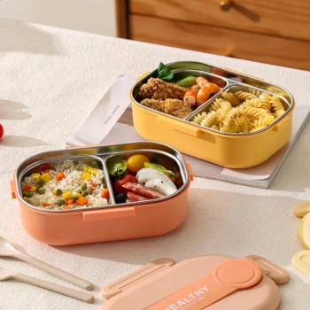 2 Bölmeli Yemek Kabı - 304 Paslanmaz Çelik - 900 ml 2 Bölmeli Yemek Kabı - 304 Paslanmaz Çelik - 900 ml