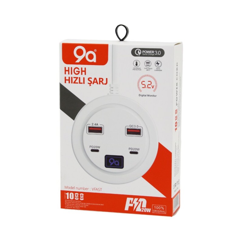 3.0 Hızlı Şarj Seti - 4 Girişli - PD20W Destekli - Dijital Ekran 3.0 Hızlı Şarj Seti - 4 Girişli - PD20W Destekli - Dijital Ekran