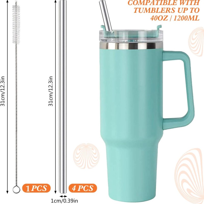 31 cm Ekstra Uzun Paslanmaz Çelik Pipet Seti – 3 Parça (Eğri + Düz + Fırça)