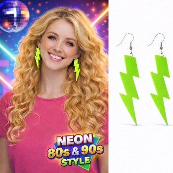 80’ler 90'lar Retro Neon Yeşil Şimşek Küpe 10 cm 80’ler 90'lar Retro Neon Yeşil Şimşek Küpe 10 cm