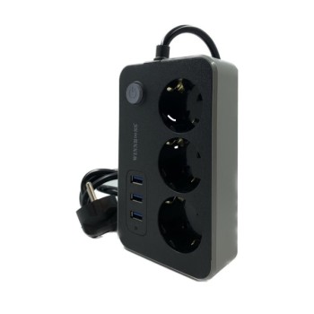 Akım Korumalı 3 Prizli 3 USB Girişli Uzatma Kablosu 