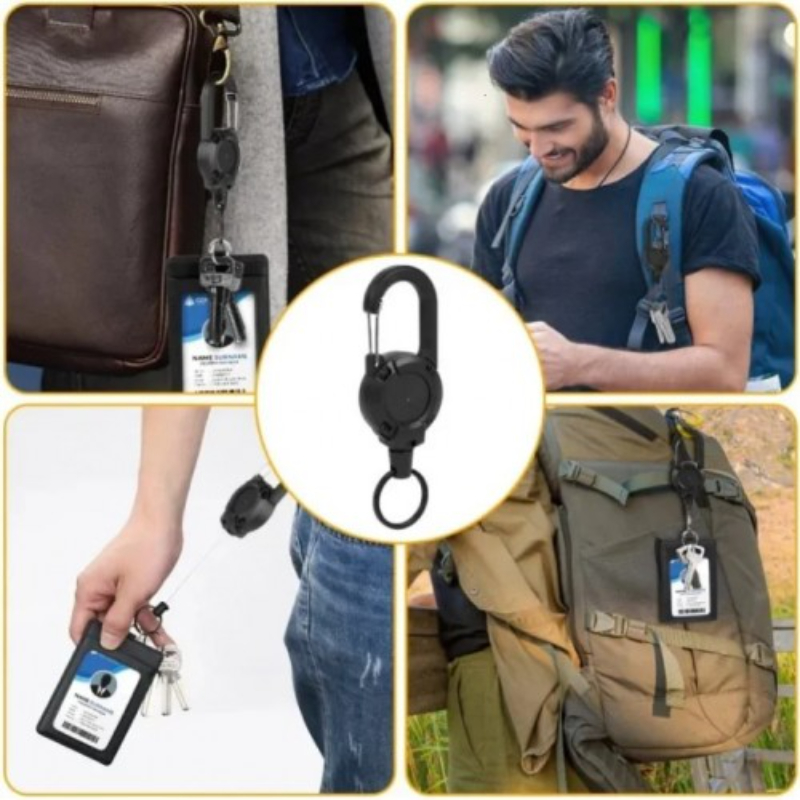 Çelik Halatlı Anahtarlık - Karabina Kancalı - 68 cm Halat Kablo 
