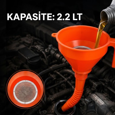 Çelik Süzgeçli Huni - Spiralli ve Sabit Borulu - 2.2 Litre Kapasite Çelik Süzgeçli Huni - Spiralli ve Sabit Borulu - 2.2 Litre Kapasite