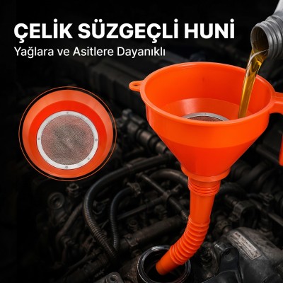 Çelik Süzgeçli Huni - Spiralli ve Sabit Borulu - 2.2 Litre Kapasite Çelik Süzgeçli Huni - Spiralli ve Sabit Borulu - 2.2 Litre Kapasite