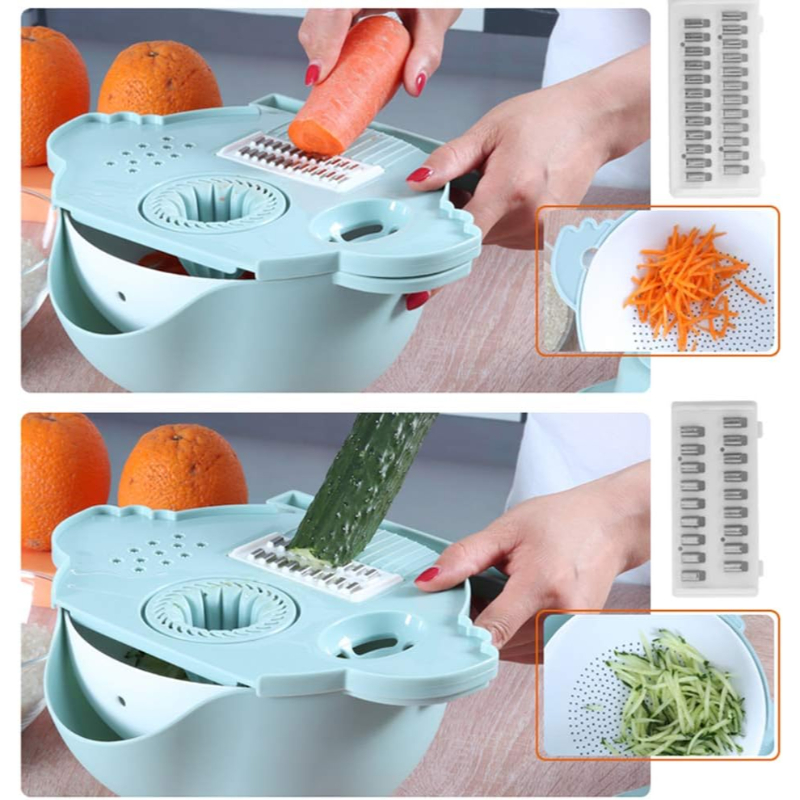 Çok Fonksiyonlu Salata Aparatı - Süzgeçli Doğrayıcı Kase 
