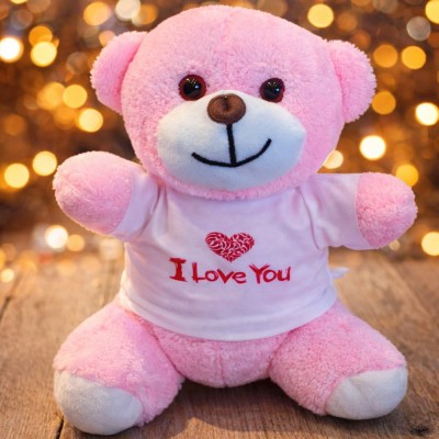 I Love You Tişörtlü Pembe Peluş Ayıcık I Love You Tişörtlü Pembe Peluş Ayıcık