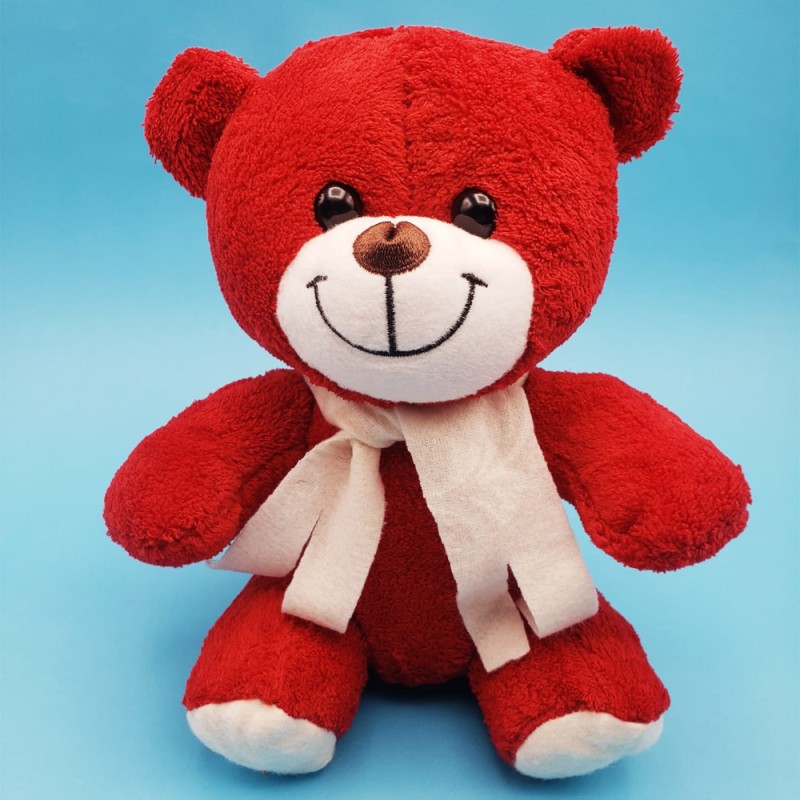Kırmızı Peluş Atkılı Oyuncak Ayıcık Kırmızı Peluş Atkılı Oyuncak Ayıcık
