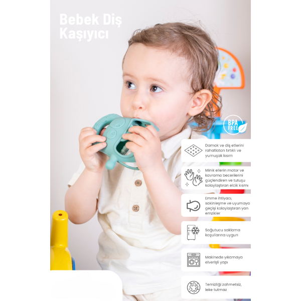 Koyu Yeşil Bebek Silikon Diş Kaşıyıcı Koyu Yeşil Bebek Silikon Diş Kaşıyıcı