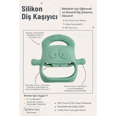 Koyu Yeşil Bebek Silikon Diş Kaşıyıcı Koyu Yeşil Bebek Silikon Diş Kaşıyıcı