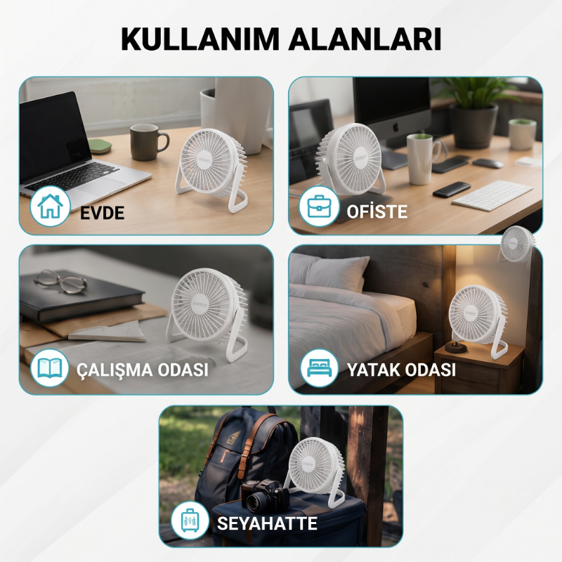 Masaüstü Mini USB Fan - PVC Gövdeli - 360° Ayarlanabilir Masaüstü Mini USB Fan - PVC Gövdeli - 360° Ayarlanabilir