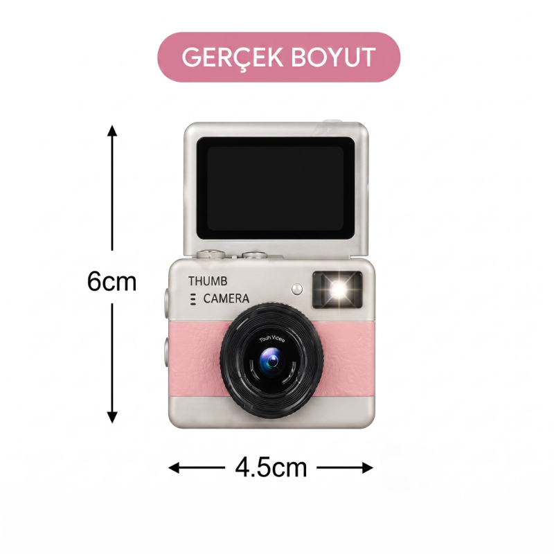 Mini Dijital Retro Kamera - Dönebilen Ekran - Flaşlı 