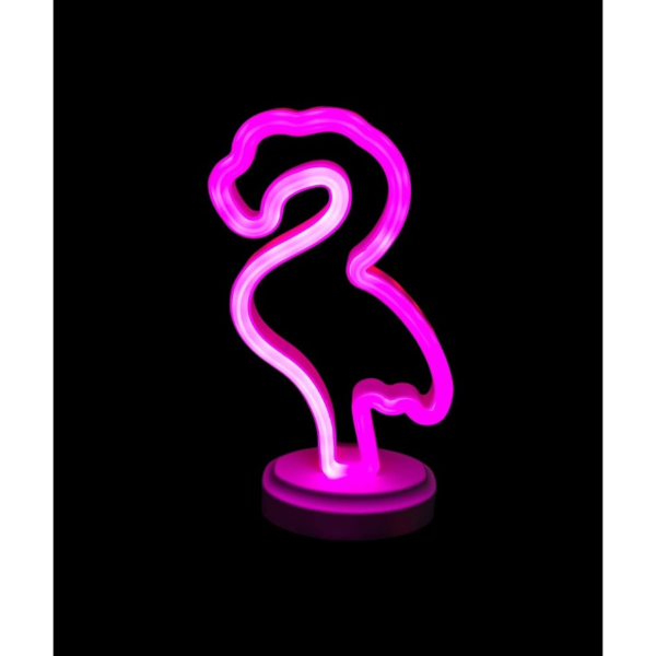Neon Işıklı Flamingo Yazılı Masa Gece Lambası 