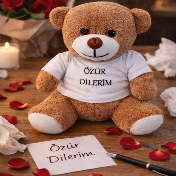 Özür Dilerim Tişörtlü Peluş Ayıcık Özür Dilerim Tişörtlü Peluş Ayıcık