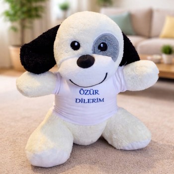 Özür Dilerim Tişörtlü Sevimli Benekli Peluş Köpek Özür Dilerim Tişörtlü Sevimli Benekli Peluş Köpek