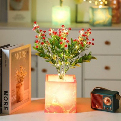 Pembe Saksılı LED Yapay Çiçek Pembe Saksılı LED Yapay Çiçek