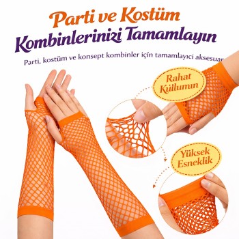Retro Turuncu File Parmaksız Eldiven 26 cm