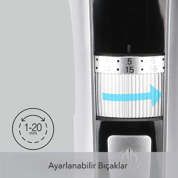 Şarjlı Ayarlanabilir Başlıklı Saç Sakal Traş Makinesi 