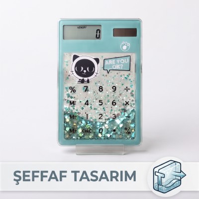 Şeffaf Hesap Makinesi - Sevimli Simli Tasarım 