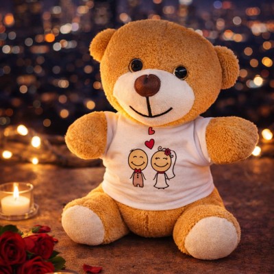 Sevimli Gelin Damat Tişörtlü Peluş Ayıcık Sevimli Gelin Damat Tişörtlü Peluş Ayıcık