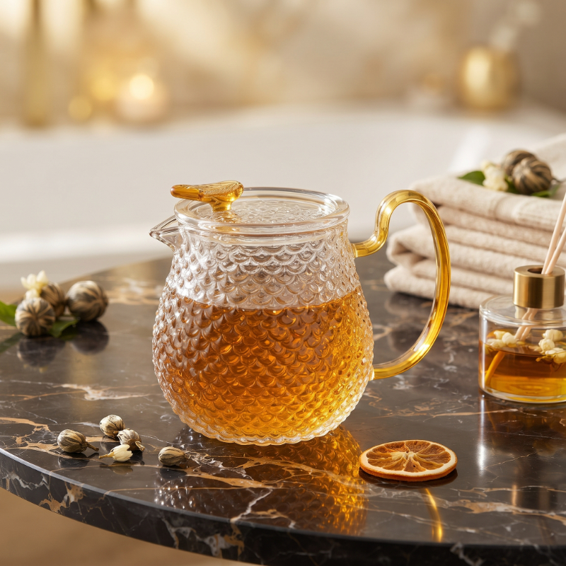 Şık Tasarımlı Cam Demlik - 550 ml - Borosilikat Cam 