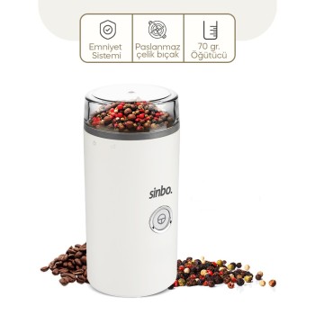 Sinbo Kahve Baharat Öğütücü - 70 gr Çelik Hazne - 2 Bıçaklı Sinbo Kahve Baharat Öğütücü - 70 gr Çelik Hazne - 2 Bıçaklı