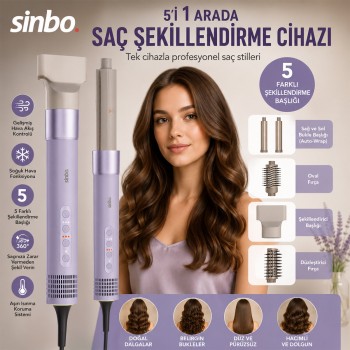 Sinbo Saç Şekillendirme Cihazı - 5 Başlıklı - 3 Kademeli Hız ve Sıcaklık Ayarı 