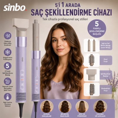 Sinbo Saç Şekillendirme Cihazı - 5 Başlıklı - 3 Kademeli Hız ve Sıcaklık Ayarı Sinbo Saç Şekillendirme Cihazı - 5 Başlıklı - 3 Kademeli Hız ve Sıcaklık Ayarı