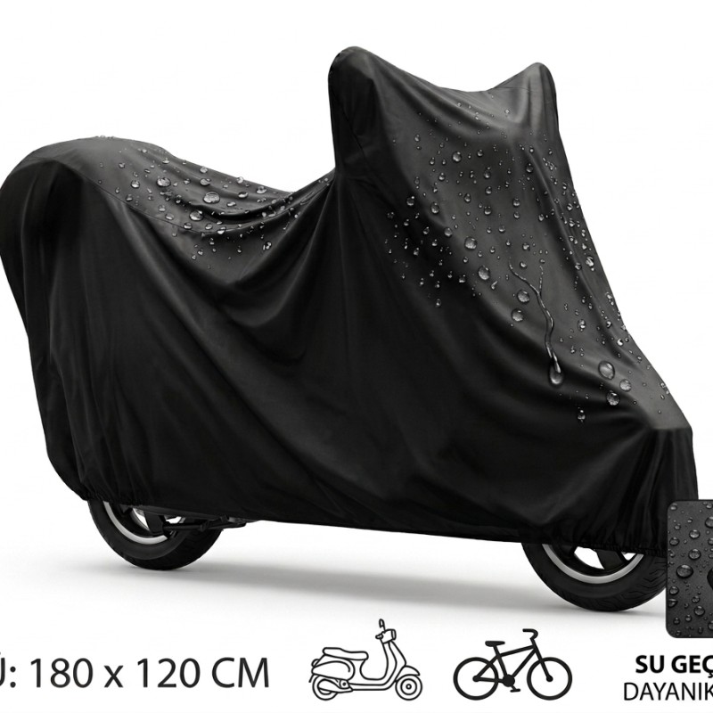 Su ve Toz Geçirmez Motosiklet ve Scooter Koruma Brandası 180x120 cm