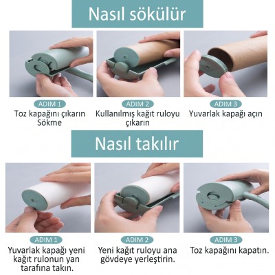 Tüy Toplama Rulosu - Kapaklı - Ergonomik - Taşınabilir Tüy Toplama Rulosu - Kapaklı - Ergonomik - Taşınabilir