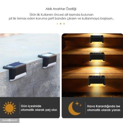 WaterProof Solar Merdiven Lambası 4 Adet WaterProof Solar Merdiven Lambası 4 Adet