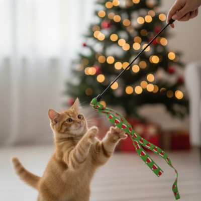 Yılbaşı Temalı Kedi Oyun Oltası Yılbaşı Temalı Kedi Oyun Oltası